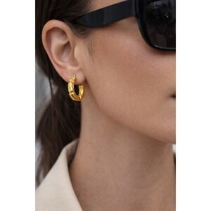 Vintage Givenchy Gold Bamboo Hoop Earrings Statement Designer